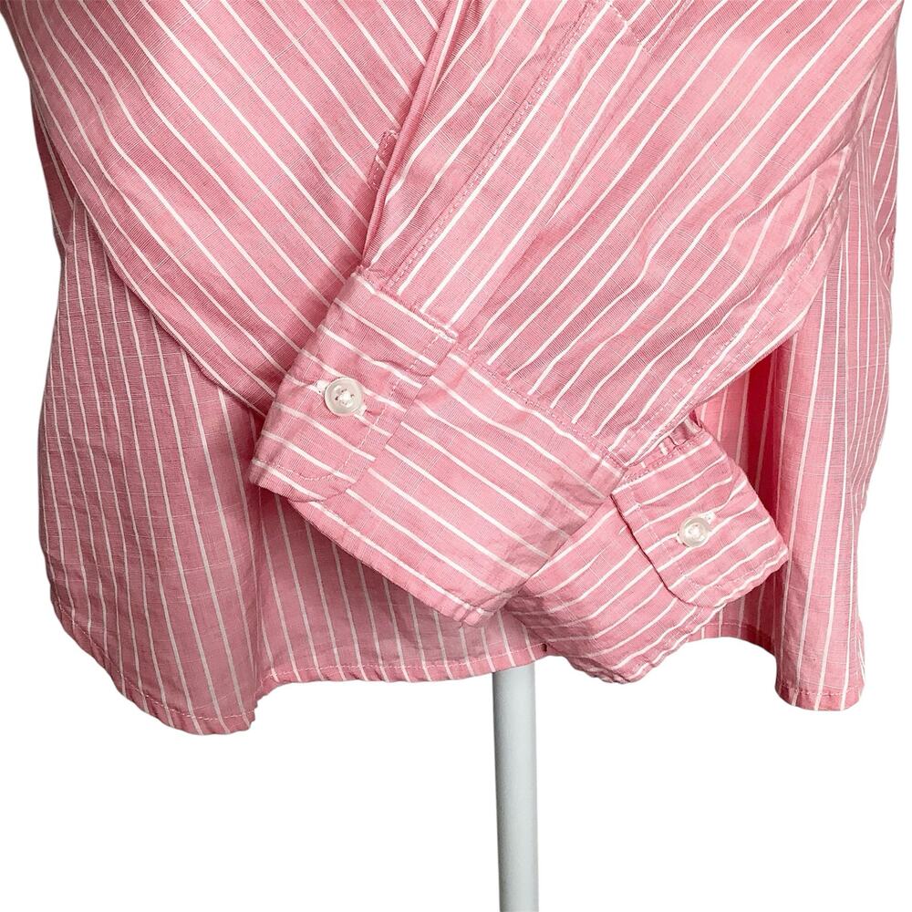 Frank & Eileen Pink White Striped Eileen Button Up Shirt Top Large - Picture 4 of 8